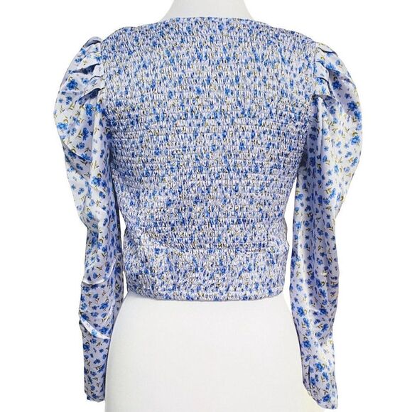 Lost & Wander Violetta Sweetheart Neck Balloon Sleeve Smocked Floral Top Lg NEW - Picture 9 of 9